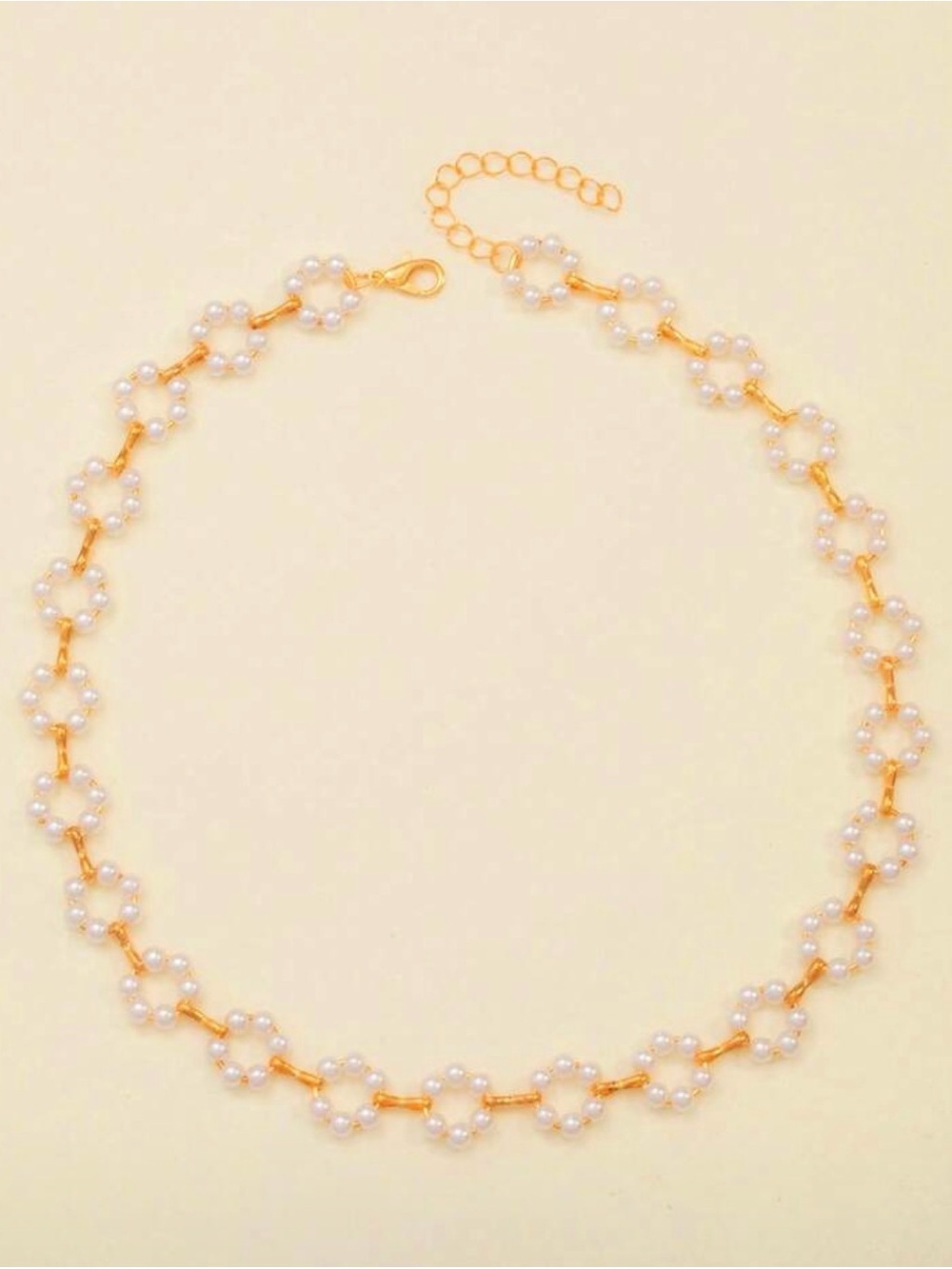 Classic White Pearl Cluster Choker Necklace - Gold Accent - Picture 3 of 6